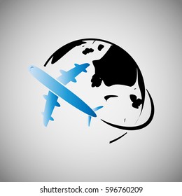 Plane Globe Icon stock vector illustration flat design