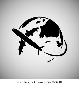 Plane Globe Icon stock vector illustration flat design