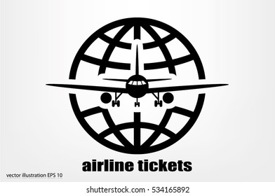 Plane Globe Icon Vector