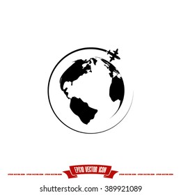 Plane Globe icon vector illustration eps10.