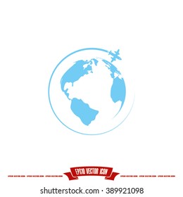 Plane Globe icon vector illustration eps10.