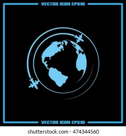Plane Globe icon vector illustration eps10.