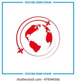 Plane Globe icon vector illustration eps10.