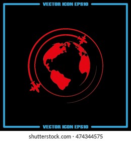 Plane Globe icon vector illustration eps10.