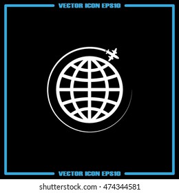 Plane Globe icon vector illustration eps10.