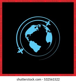 Plane Globe icon vector illustration eps10.