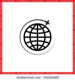 Plane Globe icon vector illustration eps10.