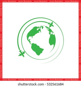 Plane Globe icon vector illustration eps10.