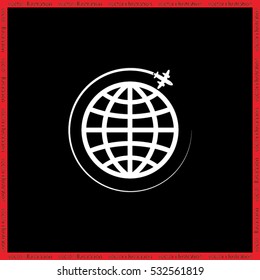 Plane Globe icon vector illustration eps10.