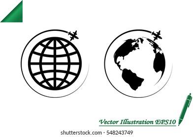 Plane Globe icon vector illustration