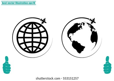 Plane Globe icon vector illustration
