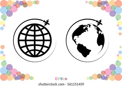 Plane Globe icon vector illustration.
