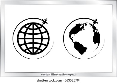 Plane Globe icon vector illustration.