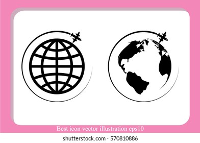 Plane Globe icon vector illustration