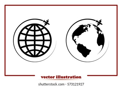 Plane Globe icon vector illustration.