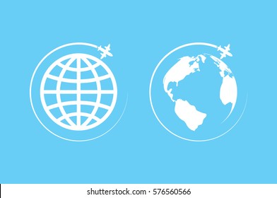 Plane Globe icon vector illustration.