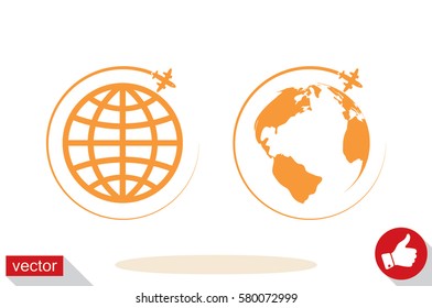 Plane Globe icon vector illustration