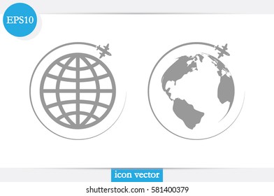 Plane Globe icon vector illustration.