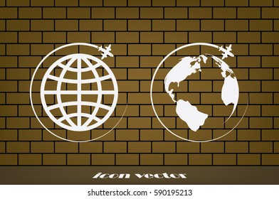 Plane Globe icon vector illustration