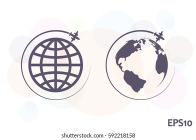 Plane Globe icon vector illustration.