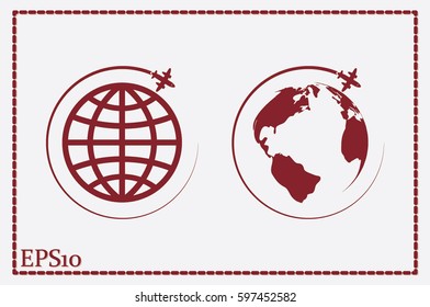 Plane Globe icon vector illustration