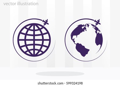 Plane Globe icon vector illustration