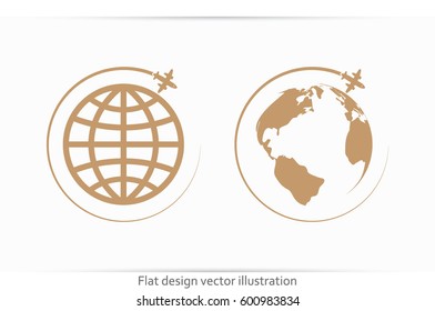 Plane Globe icon vector illustration