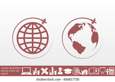 Plane Globe icon vector illustration