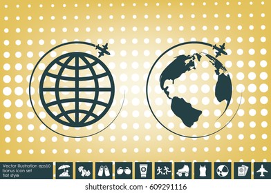 Plane Globe icon vector illustration