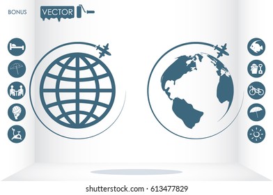 Plane Globe icon vector illustration