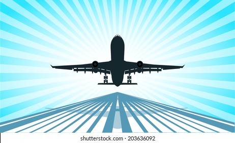 plane going to take off on an abstract background