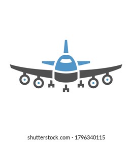 Plano - icono azul gris aislado en fondo blanco