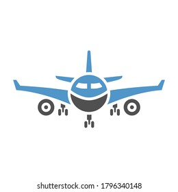 Plane - gray blue icon isolated on white background