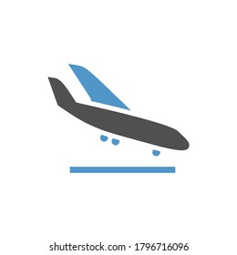 Plano - icono azul gris aislado en fondo blanco