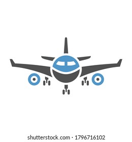 Plane - gray blue icon isolated on white background