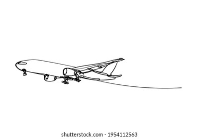 a plane hand drawn , line drawing style, vector design.