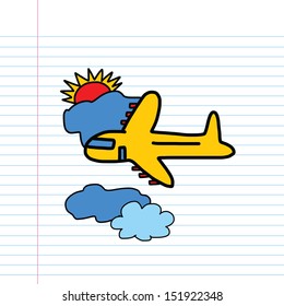 Plane hand drawn in a paper