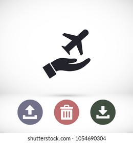 plane in the hand icon
