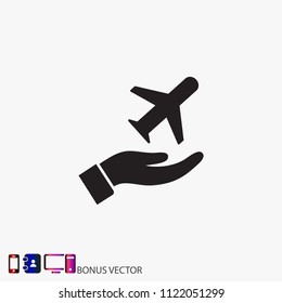 plane in the hand icon