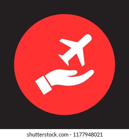 plane in the hand icon