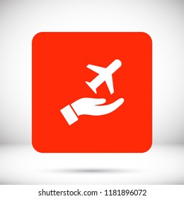 plane in the hand icon
