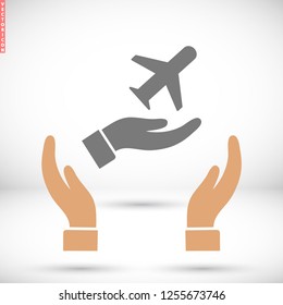 plane in the hand icon