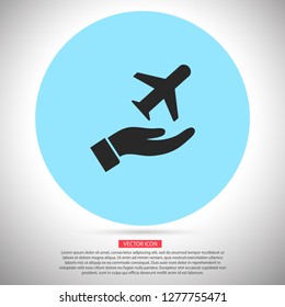 plane in the hand icon