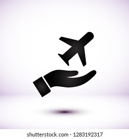 plane in the hand icon