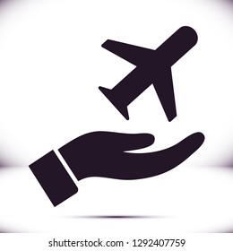plane in the hand icon