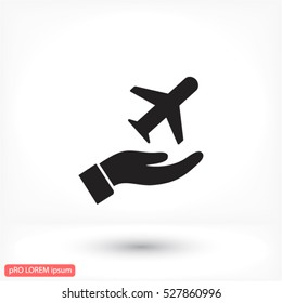 plane in the hand icon