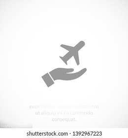 plane in the hand icon , lorem ipsum Flat design