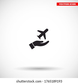 plane in the hand icon , lorem ipsum Flat design