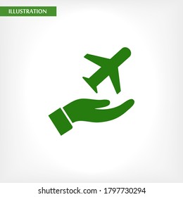 plane in the hand icon , lorem ipsum Flat design