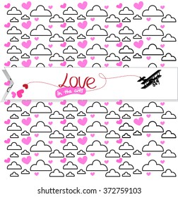 plane, heart  pattern / cute pattern. Valentines day vector